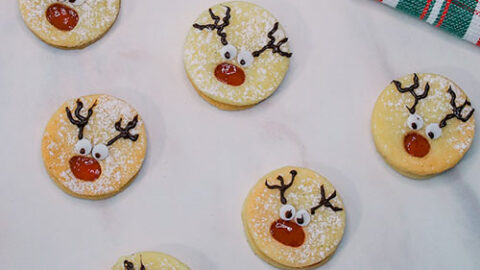 vegane Butterplätzchen in Rentier Design aus einem Mürbeteig